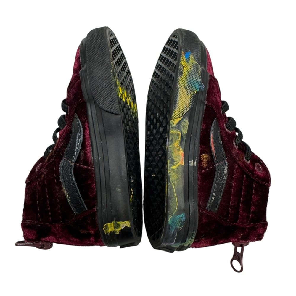 Vans Sk8 Hi Zip Skate Shoes Maroon Velvet High Top Kids Toddler Size 5 Snickers - Picture 5 of 10